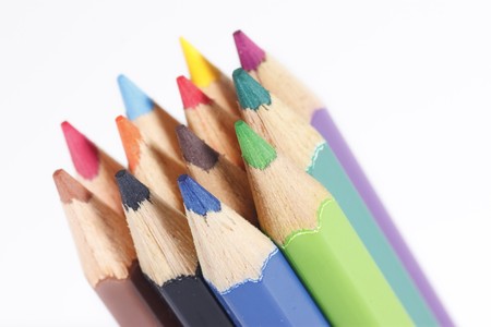 Pastel pencils in 12 colors の写真素材