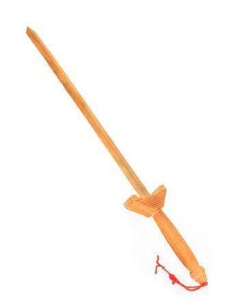 Chinese wooden sword isolated on white backgroun