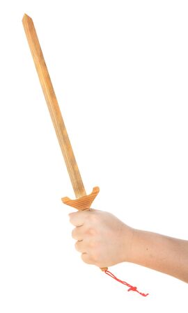 Chinese wooden sword isolated on white backgrounの写真素材