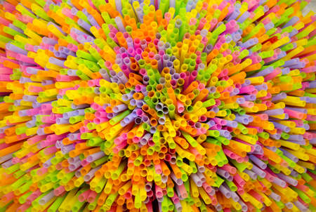 Vivid and colorful Plastic straw background patternの写真素材