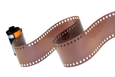 35mm classic negative film roll isolated on whiteの写真素材