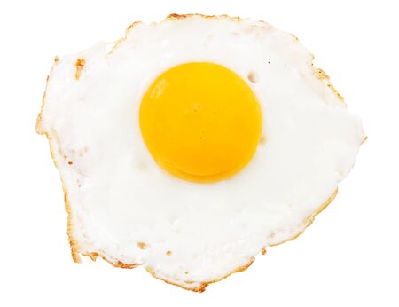 Crispy fried chicken egg isolated on white backgroundの写真素材