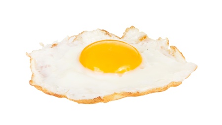 Crispy fried chicken egg isolated on white backgroundの写真素材