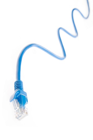 Blue lan telecommunication cable rj45 isolated on whiteの写真素材