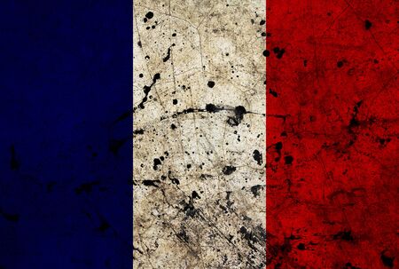 France flag painted on grunge old cement wallの写真素材