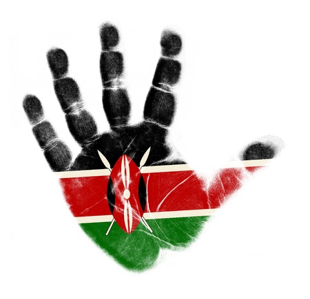 Kenya flag palm print isolated on white backgroundの写真素材
