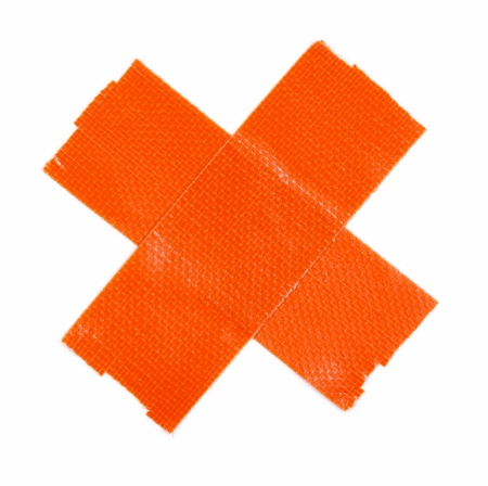 Orange sticky tape in cross sign