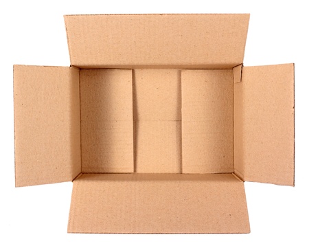 Brown cardboard postal box isolated on white background