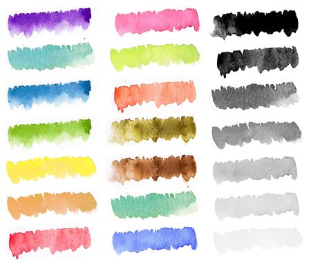 watercolor stripe color palette on white backgroundの写真素材