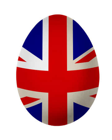 Colorful United Kingdom UK flag Easter egg isolated on white backgroundの写真素材