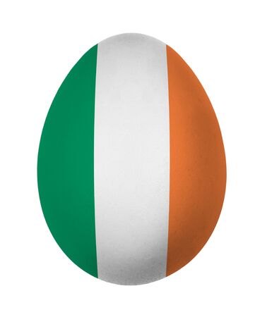 Colorful Ireland flag Easter egg isolated on white backgroundの写真素材