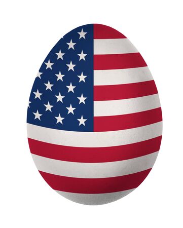 Colorful US flag Easter egg isolated on white backgroundの写真素材