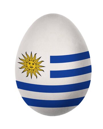 Colorful Uruguay flag Easter egg isolated on white backgroundの写真素材