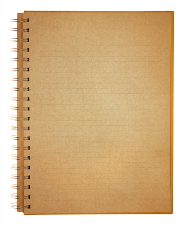 Grunge old paper note book isolated on white backgroundの写真素材