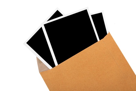 Paper printed photograph image in brown envelop の写真素材