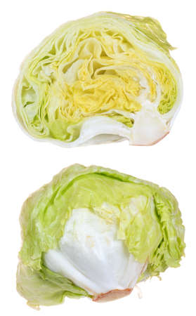 Iceberg lettuce isolated on white background の写真素材