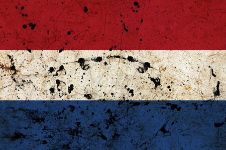 Holland dirty old grunge flag の写真素材