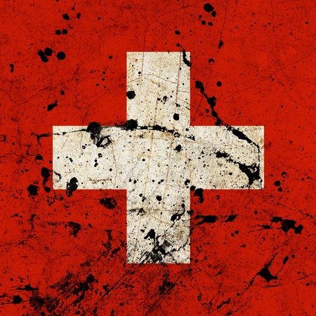 Switzerland dirty old grunge flag の写真素材