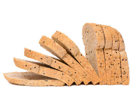 Sesame bread isolated on white backgroundの写真素材