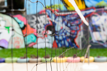 Bangkok, THAILAND, 1 MARCH 2015, Graffiti art painted on old abandon building in downtown, Ratchathewi districtのeditorial素材