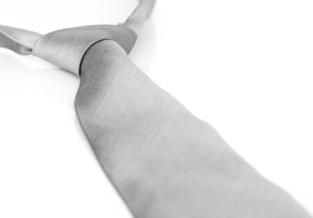 Silver necktie on white backgroundの写真素材