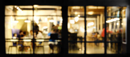 Blur cafe in eveningの写真素材