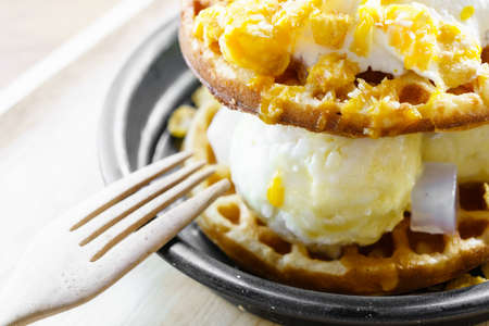 Waffle ice creamの写真素材