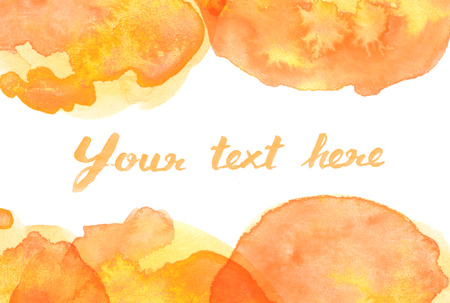 Copy space between Brown orange yellow water color backgroundの写真素材