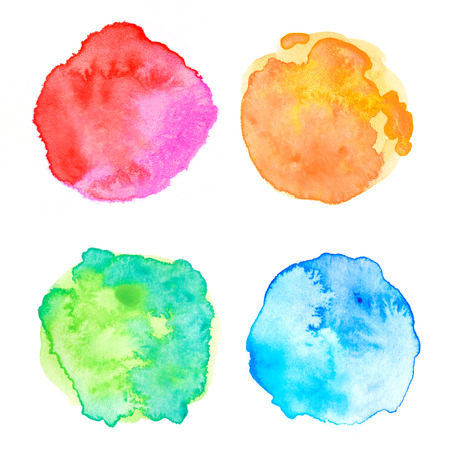 Rough circle colorful watercolor paintingの写真素材