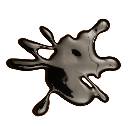 Chocolate fudge sauce splash on white backgroundの写真素材