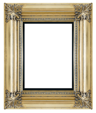 Empty luxury gold wooden frame isolatedの写真素材