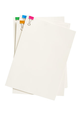 Colorful clip on blank paper document white background isolatedの写真素材