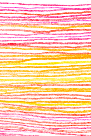 Messy hot color pencil drawing horizontal red yellow orange line background textureの写真素材