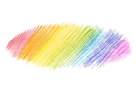 Oval messy color pencil drawing scribble line in oval shape textureの写真素材