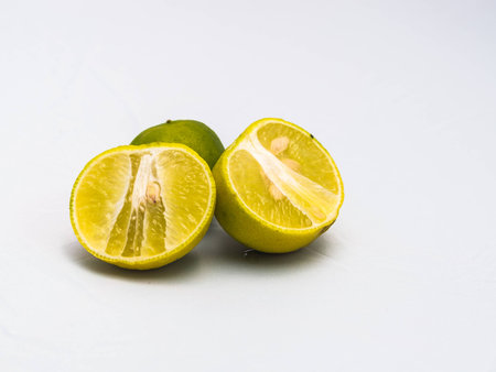 in meat Lemon  White backgroundの写真素材