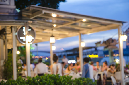 People sit in a blur banquets.の写真素材