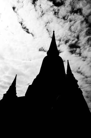 Silhouette Chedi in Ayutthaya, Thailand.の写真素材