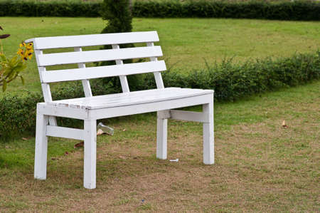 White chair in the garden.の写真素材