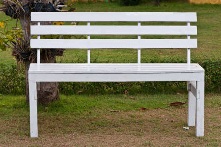 White chair in the garden.の写真素材