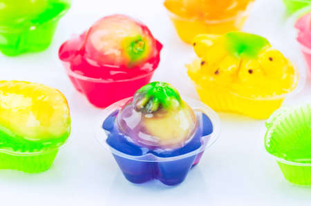 Colorful jelly isolated on white backgroundの写真素材
