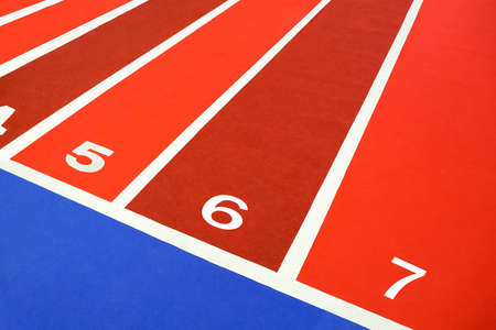 Background of colorful athletic running track for children inside of shopping mall area