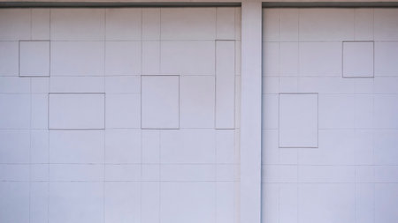 Abstract background and texture of gray lightweight concrete wall with geometric pattern on surface