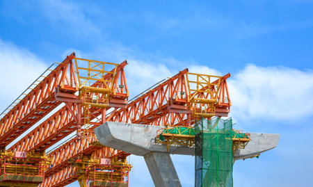 Metal launcher structure for installing concrete typical segment joint on foundation of flyover...