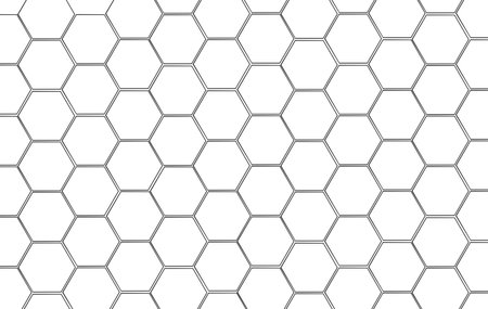 Hexagon geometric grid pattern isolated on white background with clipping path, Abstract black...