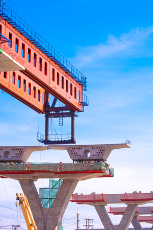 Metal launching gantry structure for installing concrete typical segment joint on foundation of...
