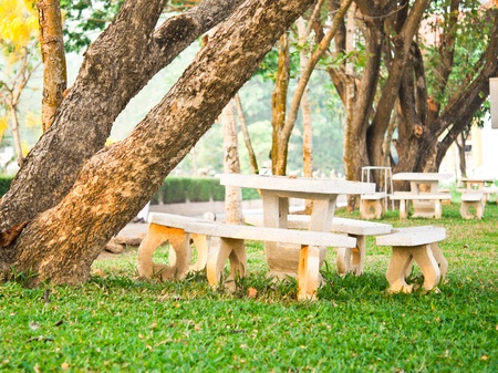 Stone table in the garden.