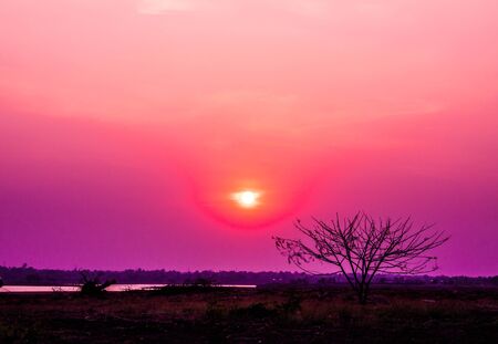 Sunset in Thailand at Lumpargの写真素材