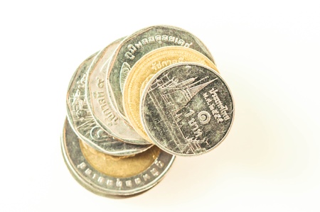 Thiland coin baht on white backgroundの写真素材