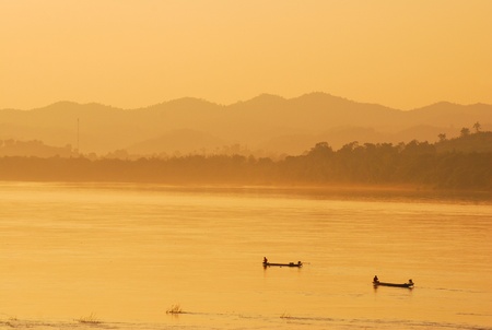 sunset on Mekong River の写真素材