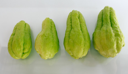 Chayote on a white background Beautiful in Thailand